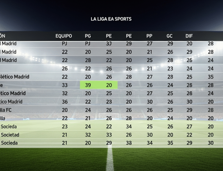 tabla de posición de la liga española